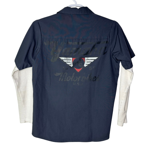Yamaha Shirt Mens Small Gray Layered Thermal Sleeves Mechanic Workwear Utility - Picture 1 of 7